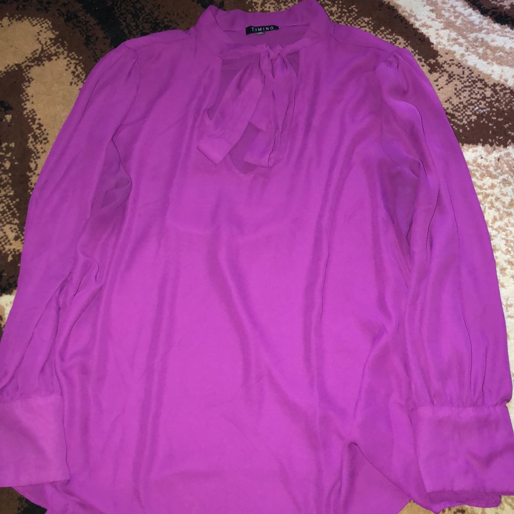 Super super super cute polyester purple blouse
